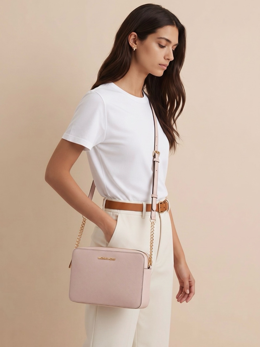 Michael Kors Powder Blush Saffiano Leather Crossbody NWT